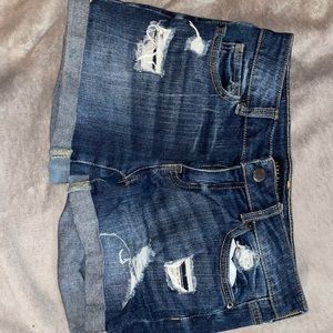 dark washed jean shorts